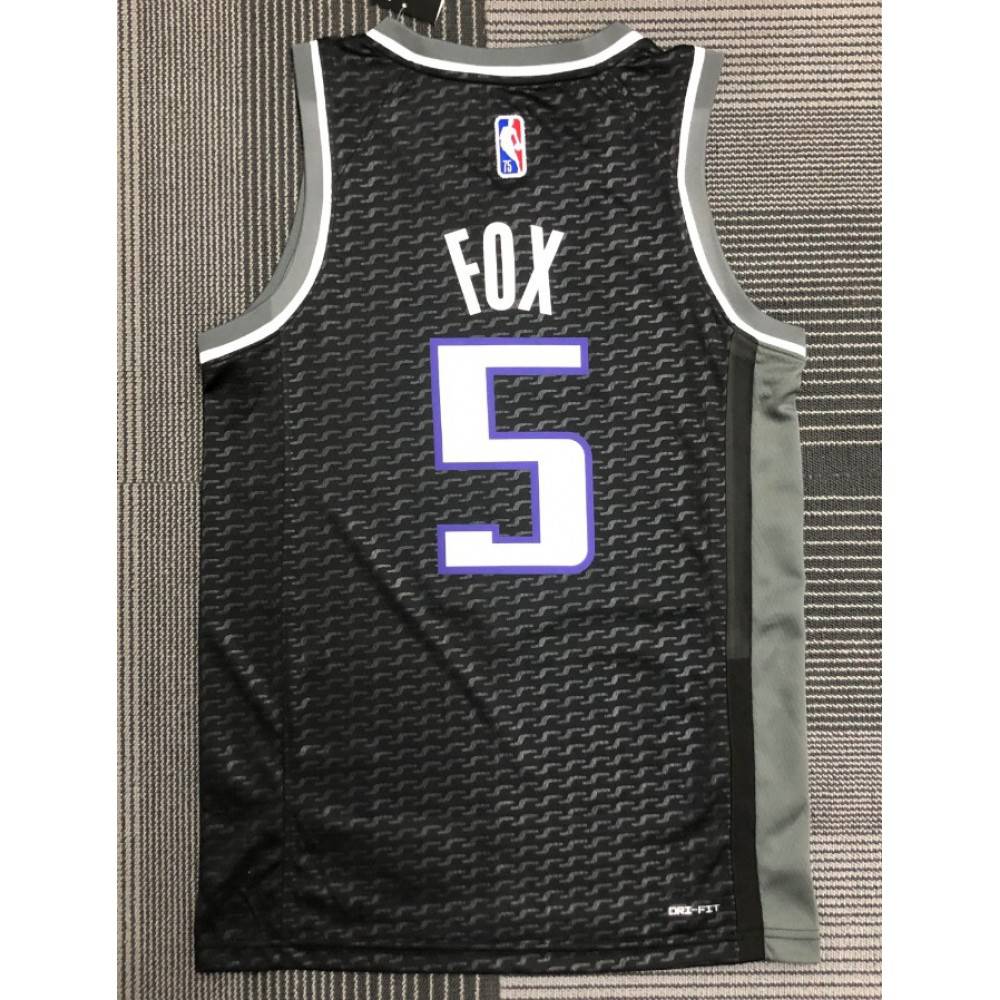 Men's Sacramento Kings De'Aaron Fox #5 Jordan Black 2021/22 Swingman NBA Jersey - City Edition-Pro Kit Vault | Brand New 26/27 Sports Jerseys